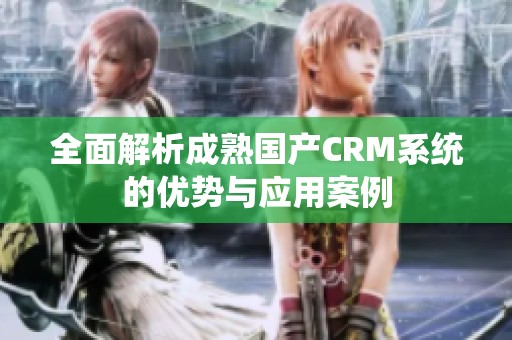 全面解析成熟国产CRM系统的优势与应用案例