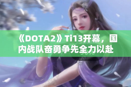 《DOTA2》Ti13开幕，国内战队奋勇争先全力以赴