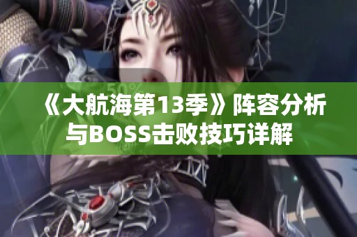 《大航海第13季》阵容分析与BOSS击败技巧详解